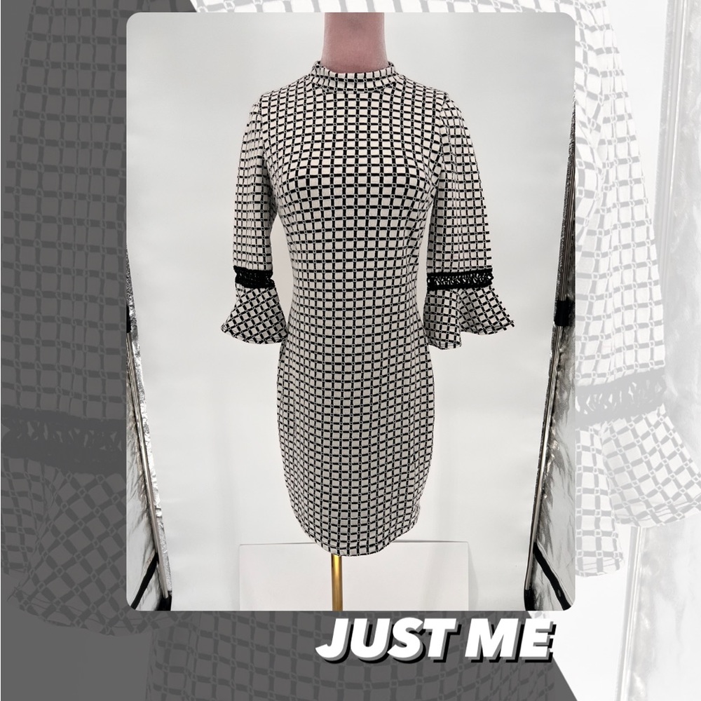 GUC Just Me Window Pane Pattern Dress